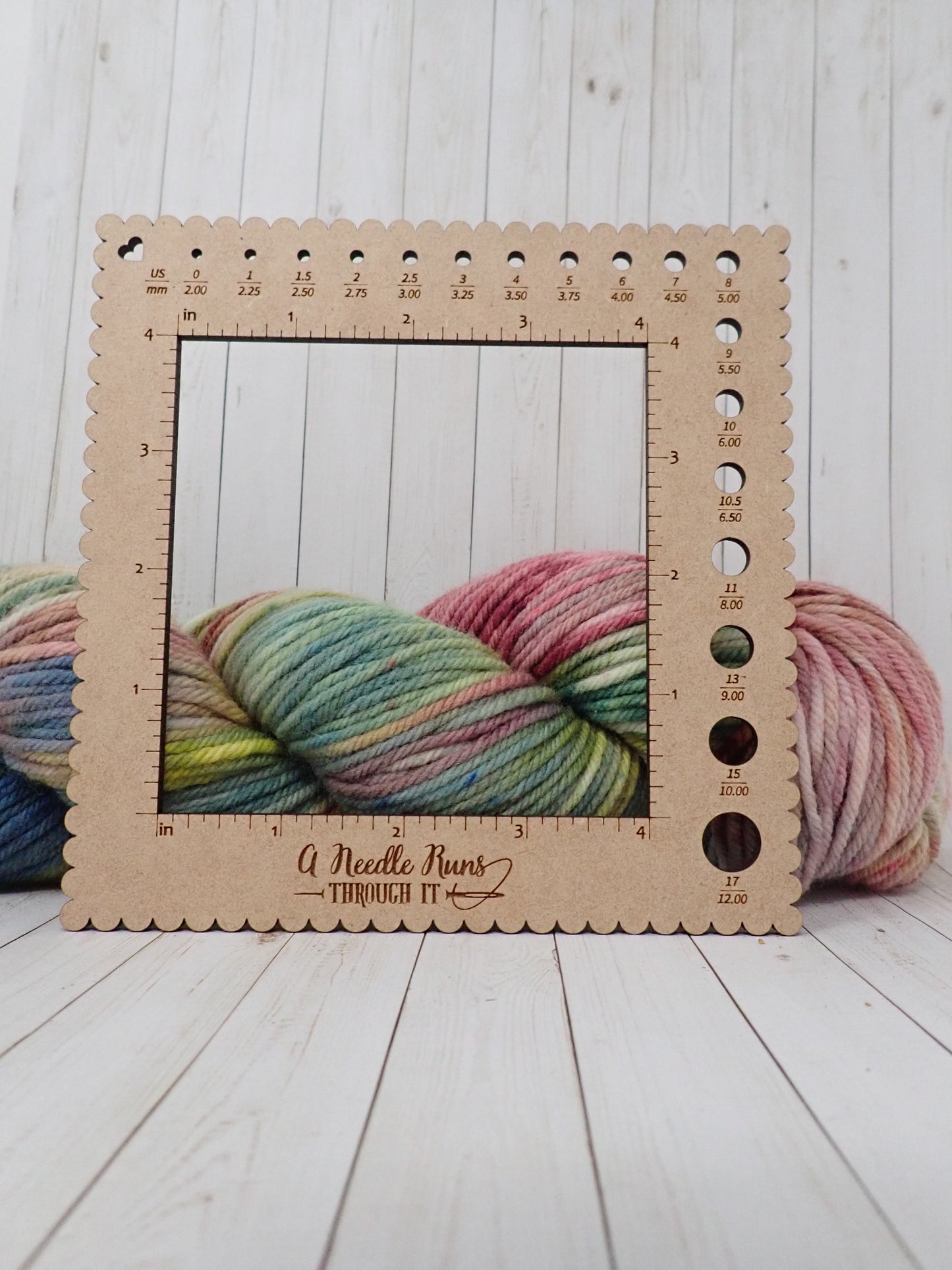 4" Knitting Needle Gauge & Square Swatch ruler Combination