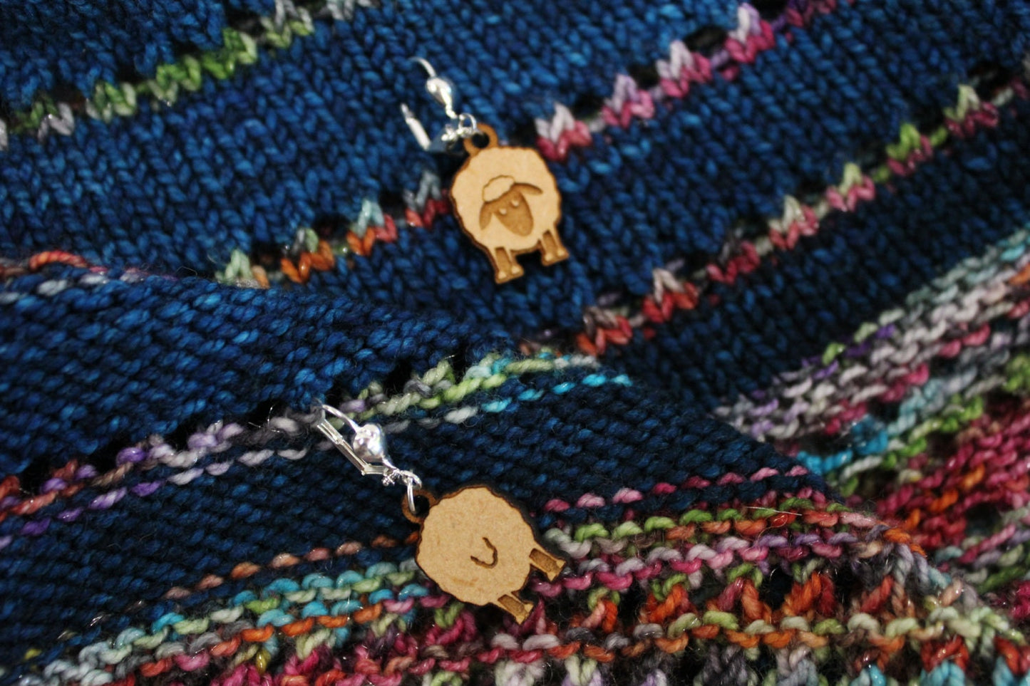 Front and Back stitch markers, right side/wrong side Sheep, Pug, Kitties, Chicken Earrings or removable markers for knitting and crochet