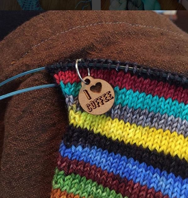 I love Coffee Knitting Stitch markers set, coffee cup, doughnut, snag free stitch markers, coffee lover gift. Coffee progress keepers