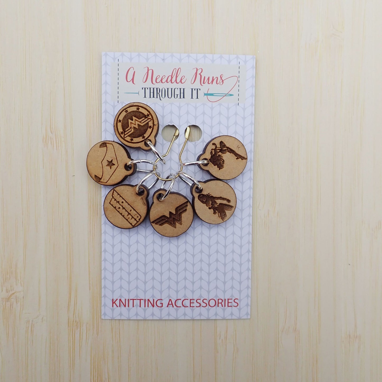 Wonder Woman inspired Stitch markers set, sock knitter, knitter gift, snag free stitch markers, Wonder Woman Crochet progress keepers