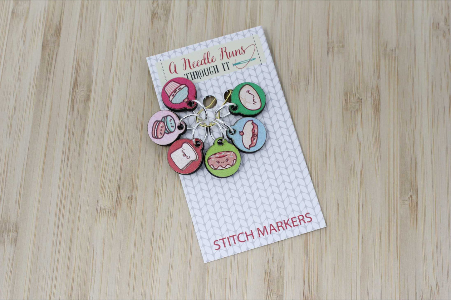 Kawaii Sweets, Stitch markers set, sock knitter, happy food snag free stitch markers, kawaii stitch markers, color stitch markers