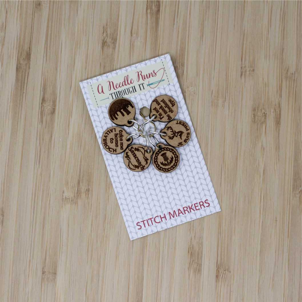 Out lander inspired Stitch markers set, celtic, knitter gift, snag free stitch markers, sassenach stitch marker set, Jamie and Claire
