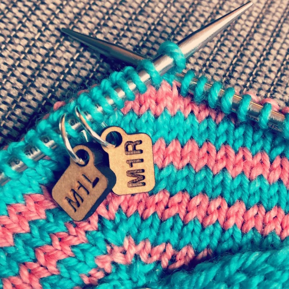 Sweater Increase stitch markers Helpful Stitch Markers,make one left, make one right helpful stitch markers. Knitalong stitch markers set