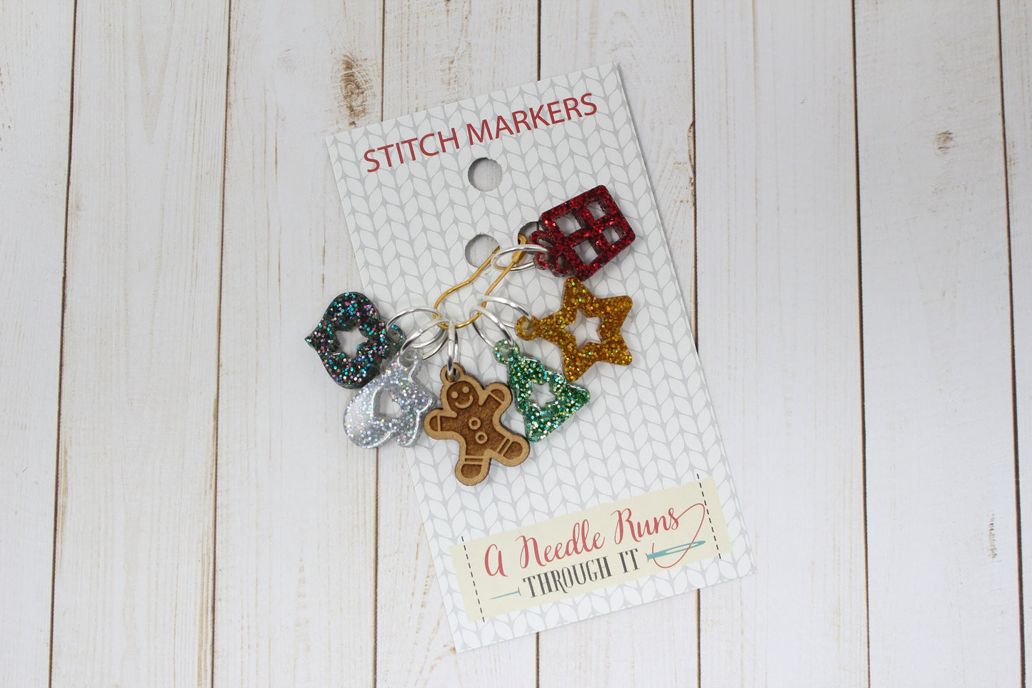 Happy Holidays stitch marker set, snag free stitch markers, st markers for knitting, Christmas knitting markers, crochet progress keeper