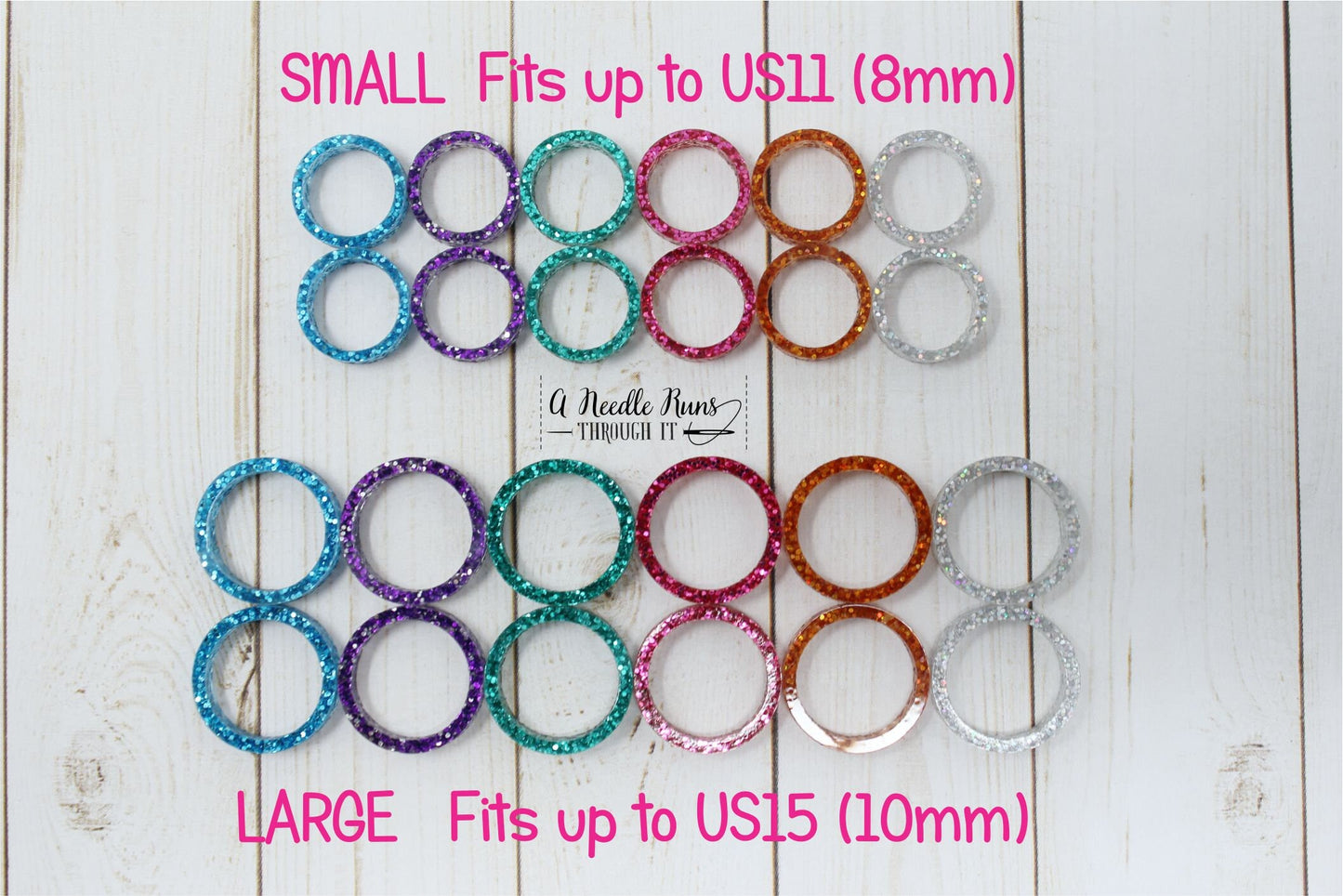 Sparkle rings stitch marker set for Large needles, Stitch markers for knitting, Tin of knitting markers. Sparkle Markers for large needles
