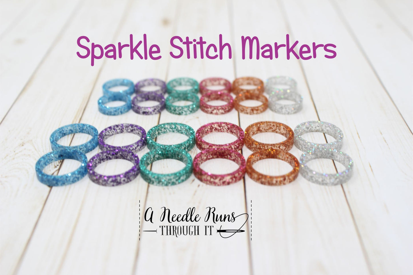 Sparkle rings stitch marker set for Large needles, Stitch markers for knitting, Tin of knitting markers. Sparkle Markers for large needles