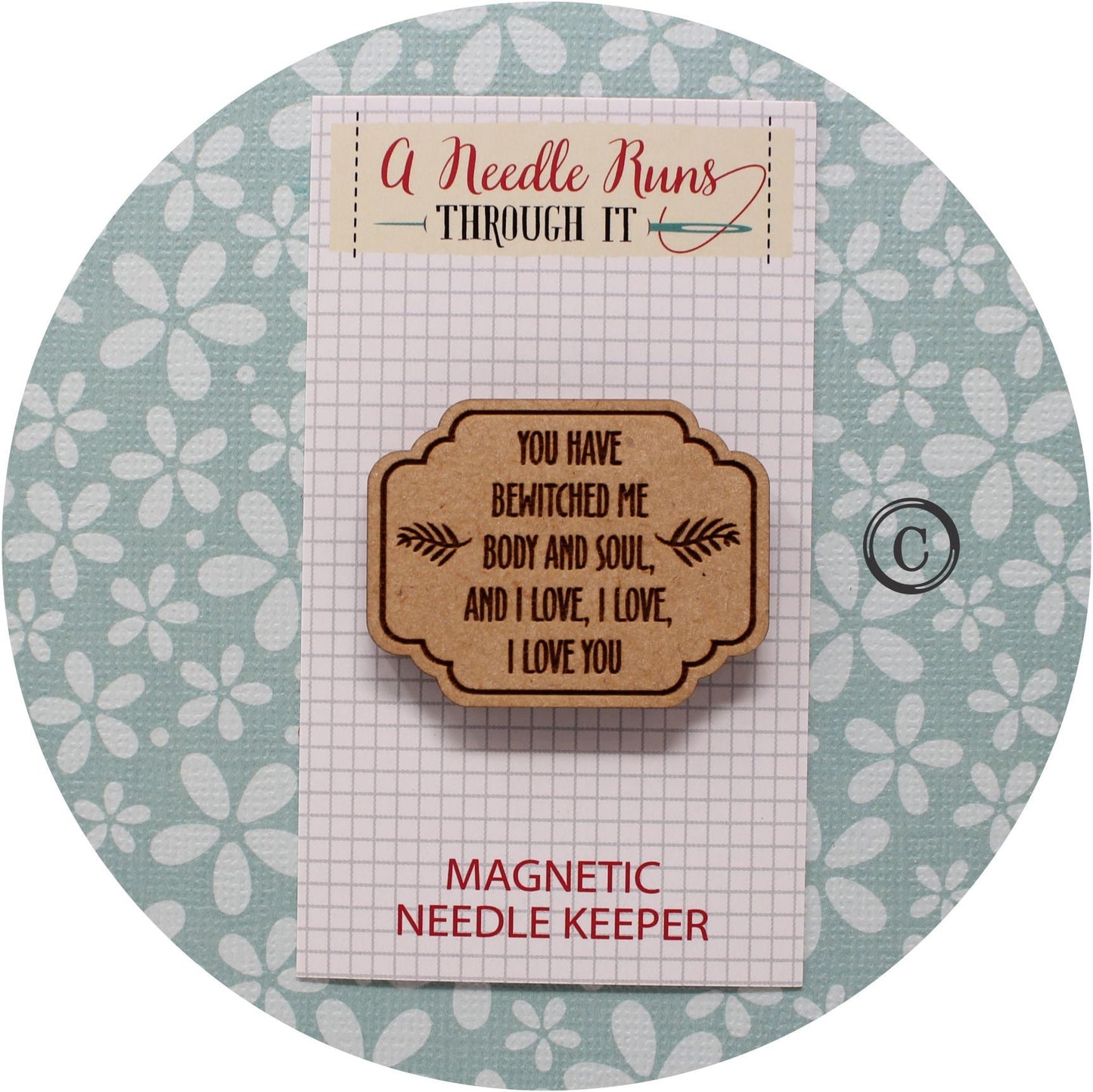 Cross Stitch Needle Minder, Pride and Prejudice Quotes, Wood Magnetic Needle Minder. Hand embroidery, Needle Keeper. Embroidery Needleminder