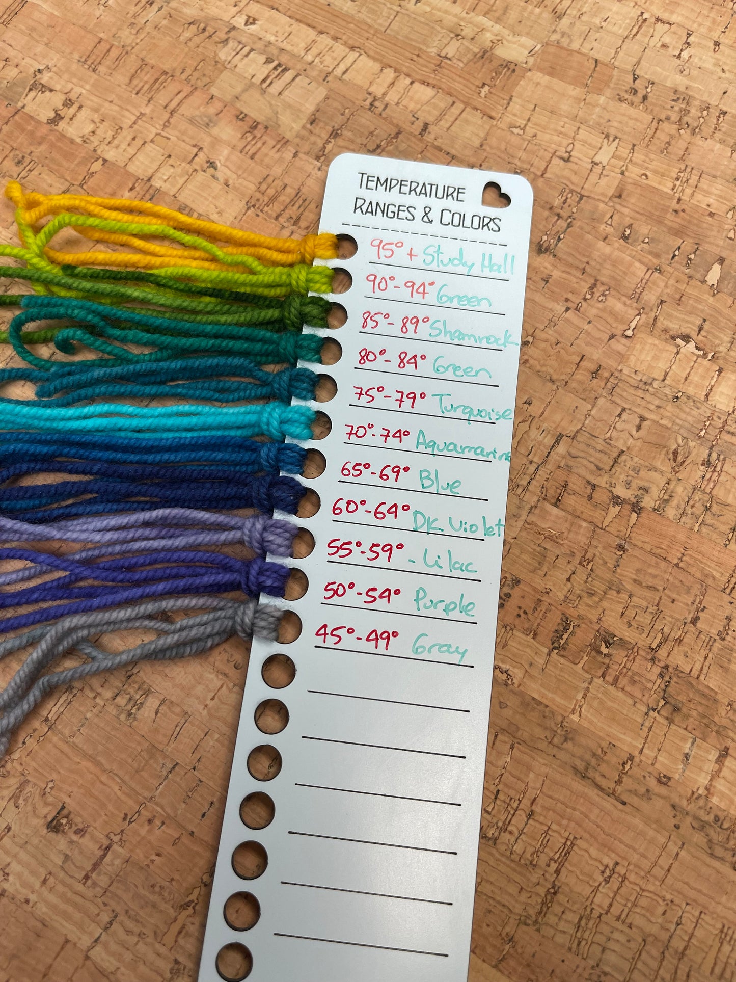 Temperature Blanket reusable color chart. Erasable swatch chart for temperature project. Temperature Color Chart. Swatch Color chart