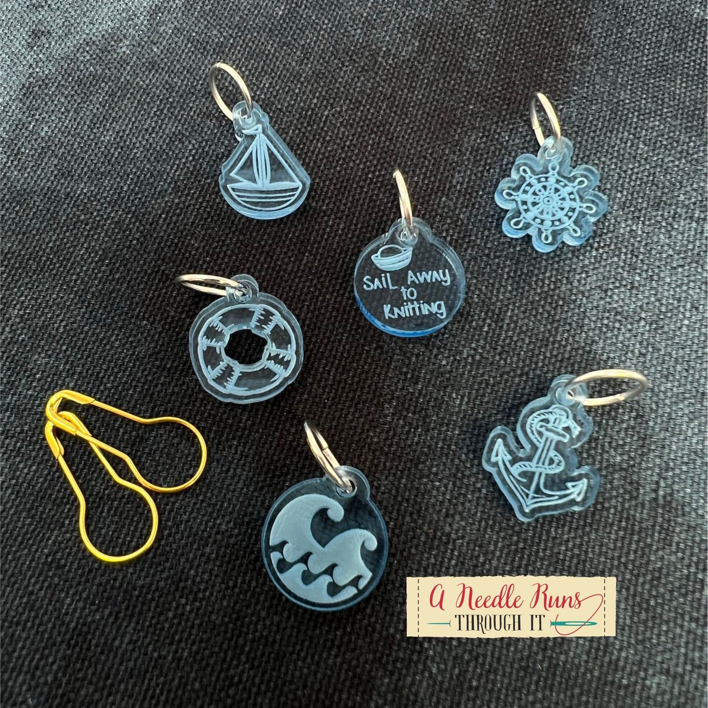 Sailaway Knitalong Stitch Marker Set and Tiny triangle matching bag. Olive Knits 4 day KAL st. marker set, Knitting. Sailing stitch markers