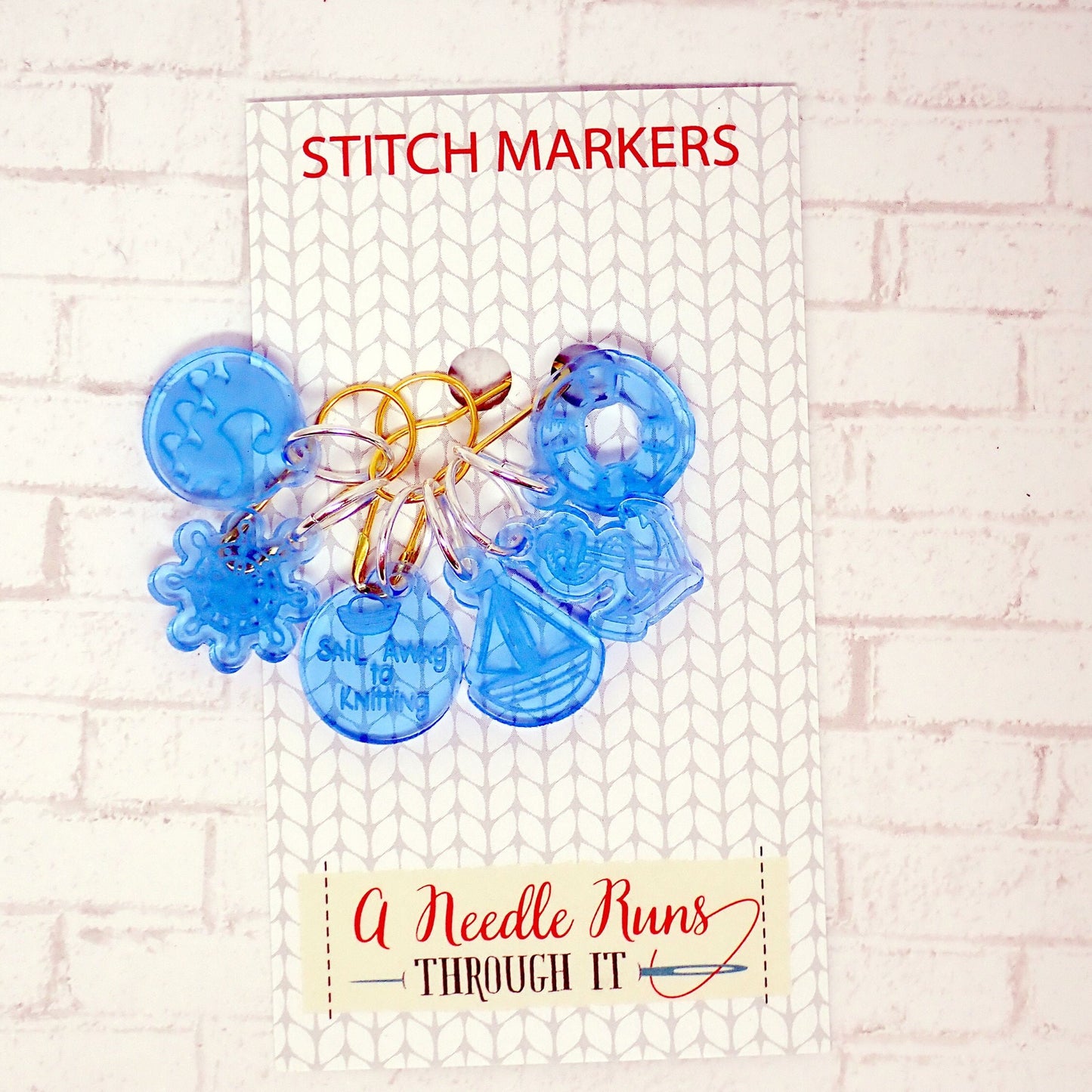 Sailaway Knitalong Stitch Marker Set and Tiny triangle matching bag. Olive Knits 4 day KAL st. marker set, Knitting. Sailing stitch markers
