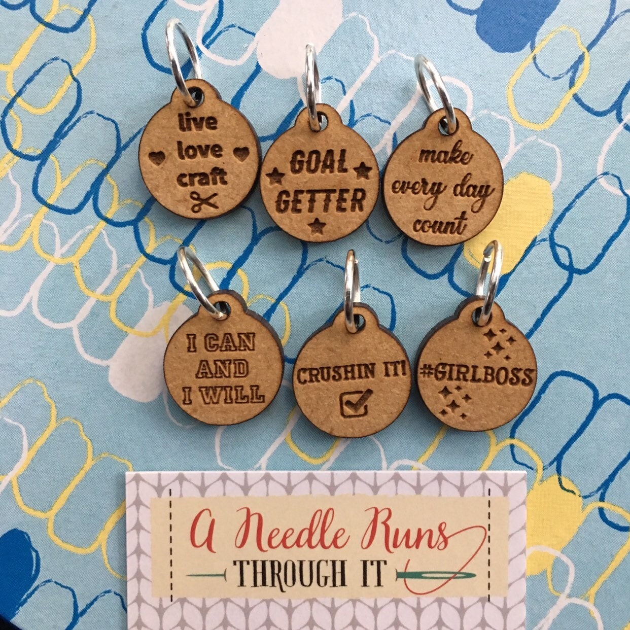 Inspirational Stitch markers set, sock knitter, knitter gift,snag free stitch markers,motivational set stitch markers. Clasp crochet markers