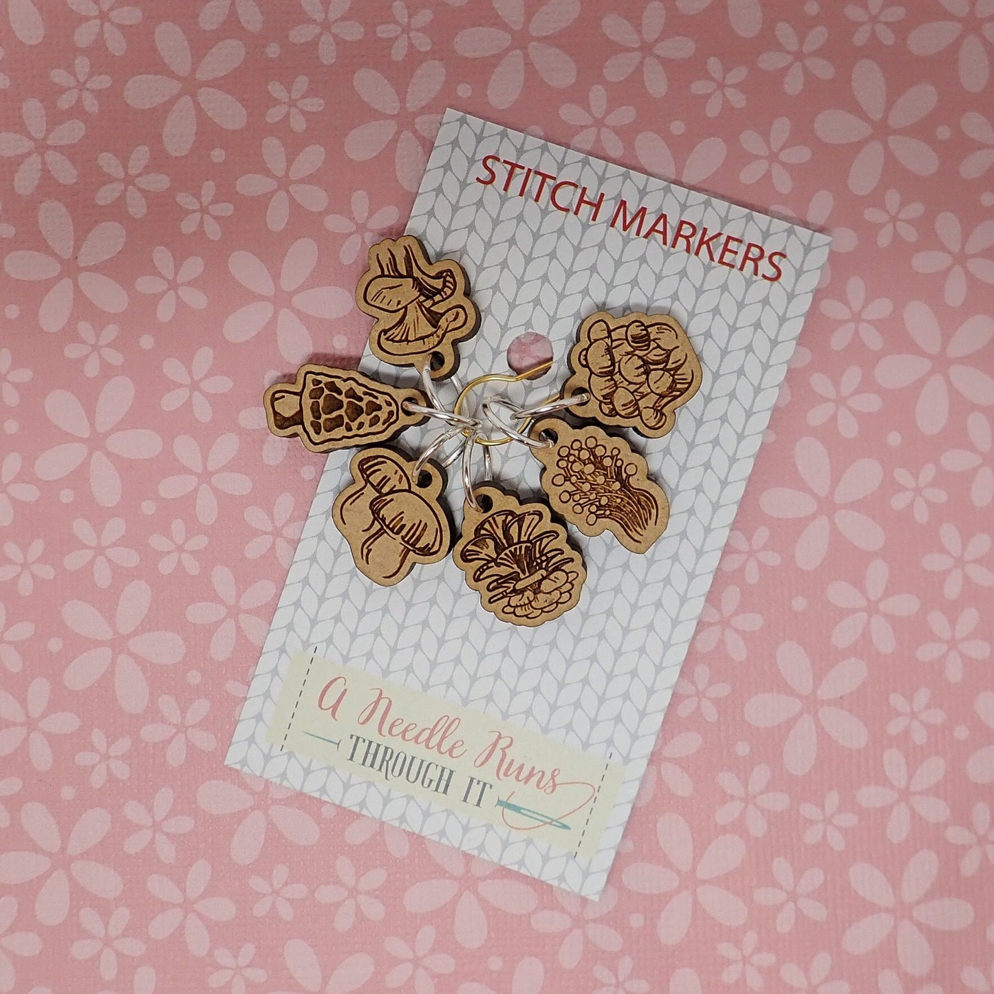Mushroom Stitch Marker Set, Forest mushrooms progress keepers, Knitting St. Markers, Crochet Markers. Chanterelle, Enoki Oyster, Morel