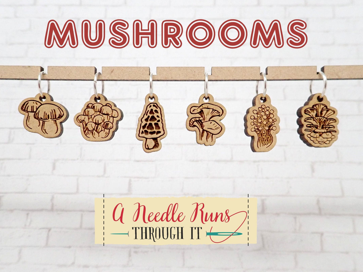 Mushroom Stitch Marker Set, Forest mushrooms progress keepers, Knitting St. Markers, Crochet Markers. Chanterelle, Enoki Oyster, Morel