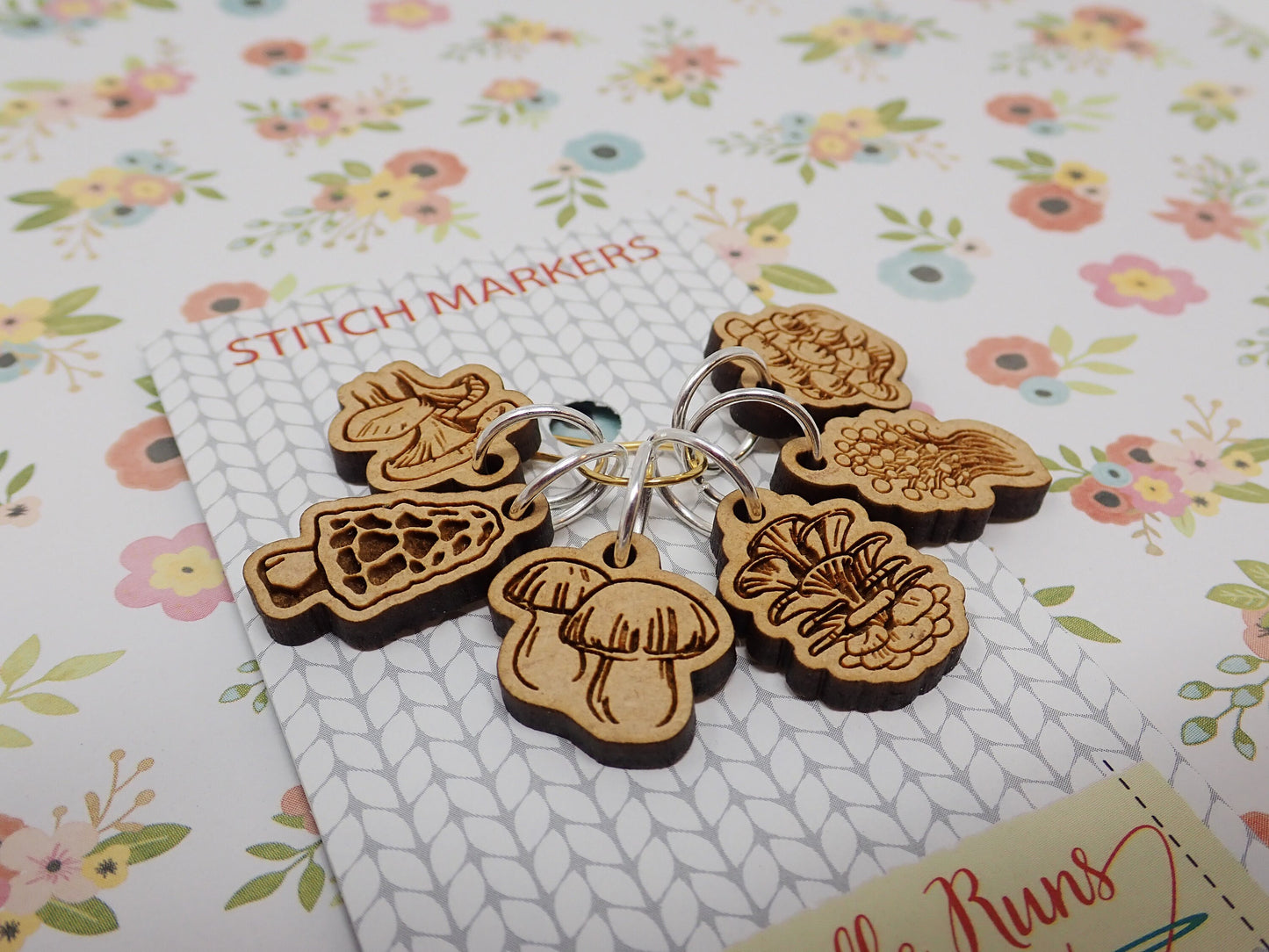 Mushroom Stitch Marker Set, Forest mushrooms progress keepers, Knitting St. Markers, Crochet Markers. Chanterelle, Enoki Oyster, Morel