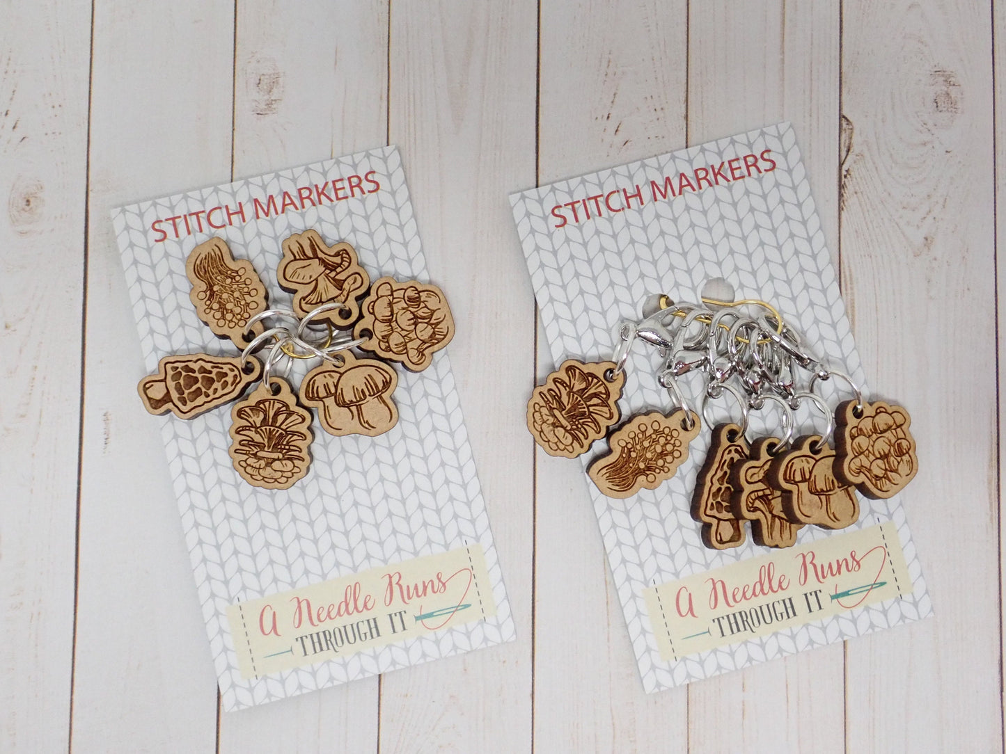 Mushroom Stitch Marker Set, Forest mushrooms progress keepers, Knitting St. Markers, Crochet Markers. Chanterelle, Enoki Oyster, Morel