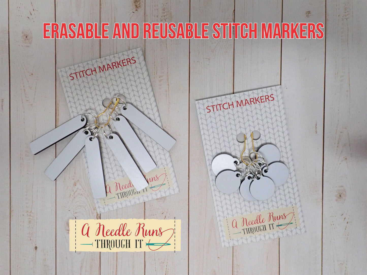 Erasable Stitch Markers for Knitting or Crochet. Reusable stitch markers. Write on st. markers White surface write on with marker