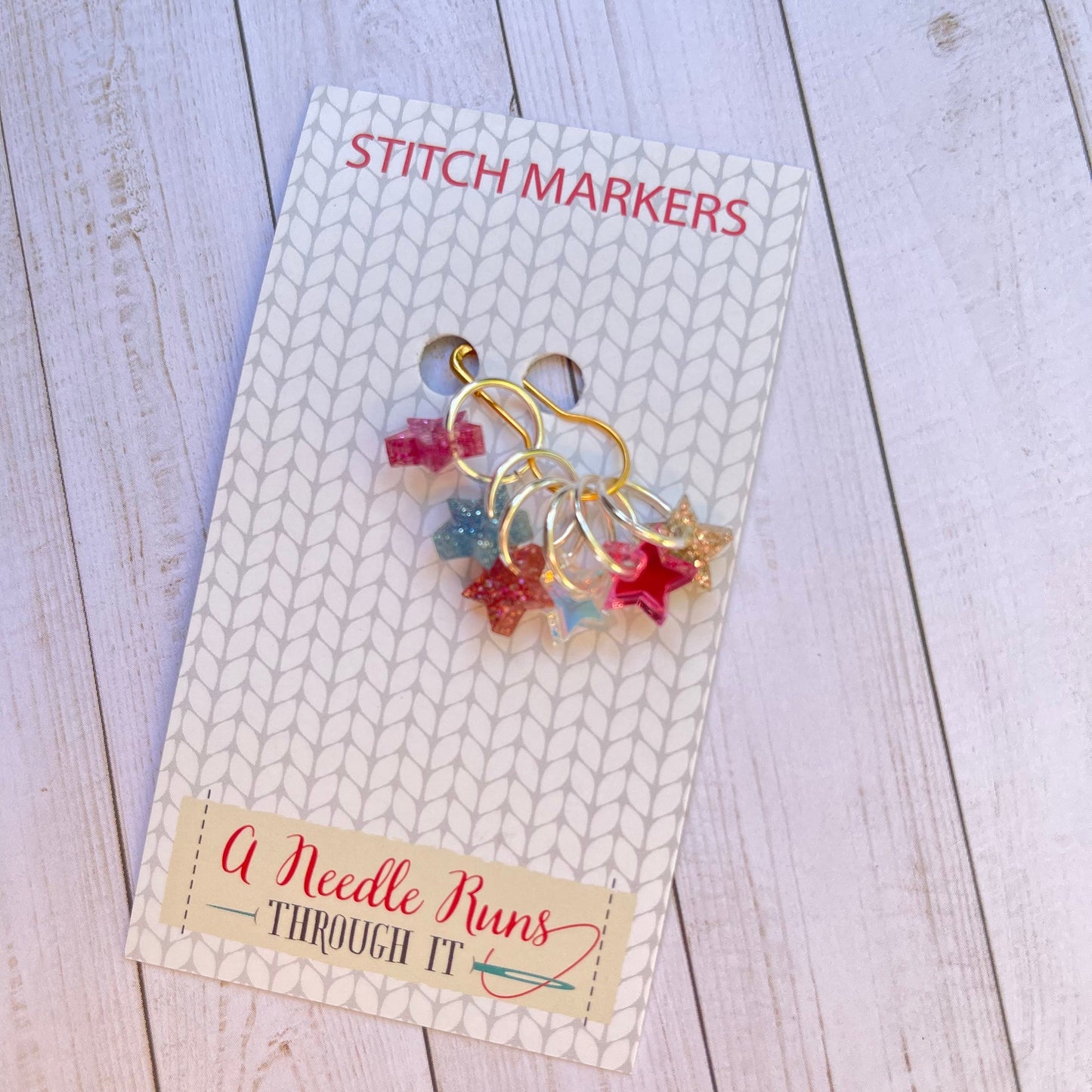 Tiny sparkle stars stitch markers for knitting or crochet. Sparkle Acrylic stitch markers. Tiny stars progress keepers.