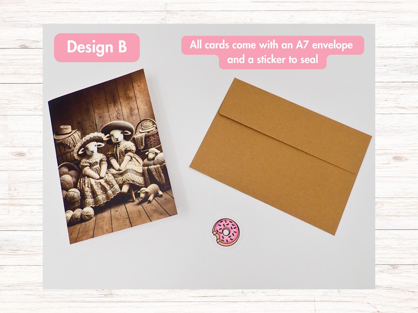5x7 Blank Greeting Cards by Donut Byte Studio | Choose from 5 Unique Crafty Designs