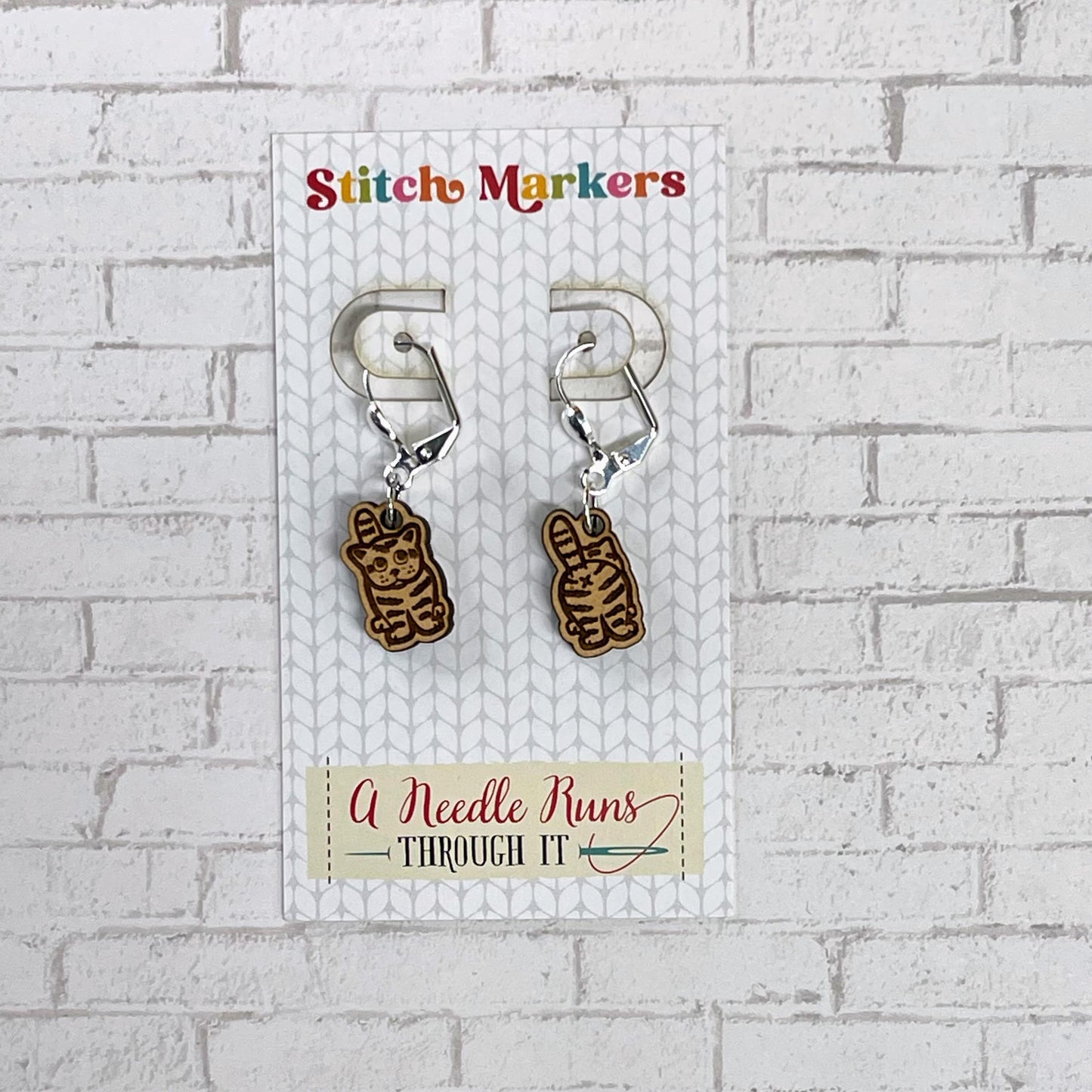 Front and Back stitch markers, right side/wrong side Sheep, Pug, Kitties, Chicken Earrings or removable markers for knitting and crochet