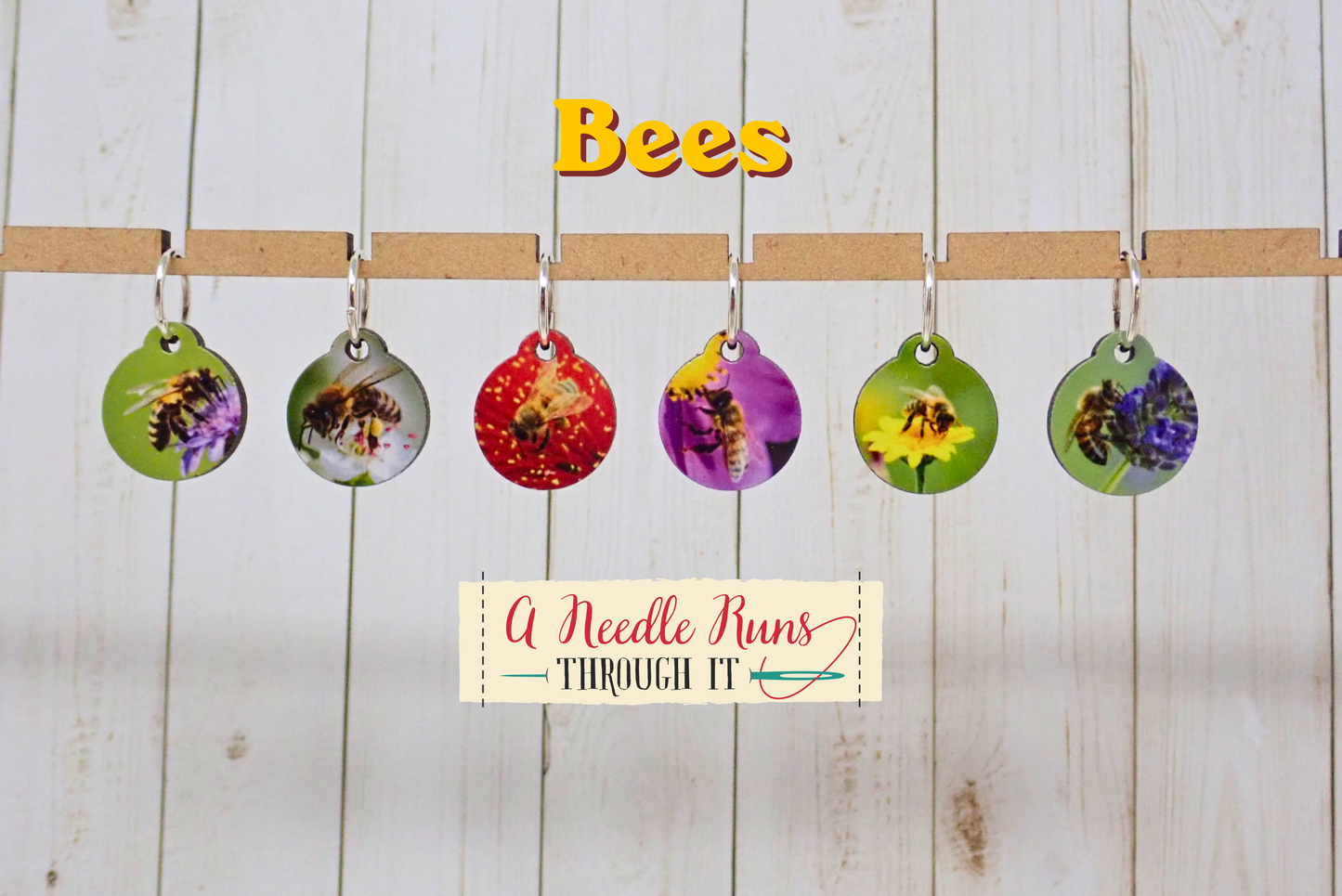 Bees - Full Color Stitch Markers (set of 6)