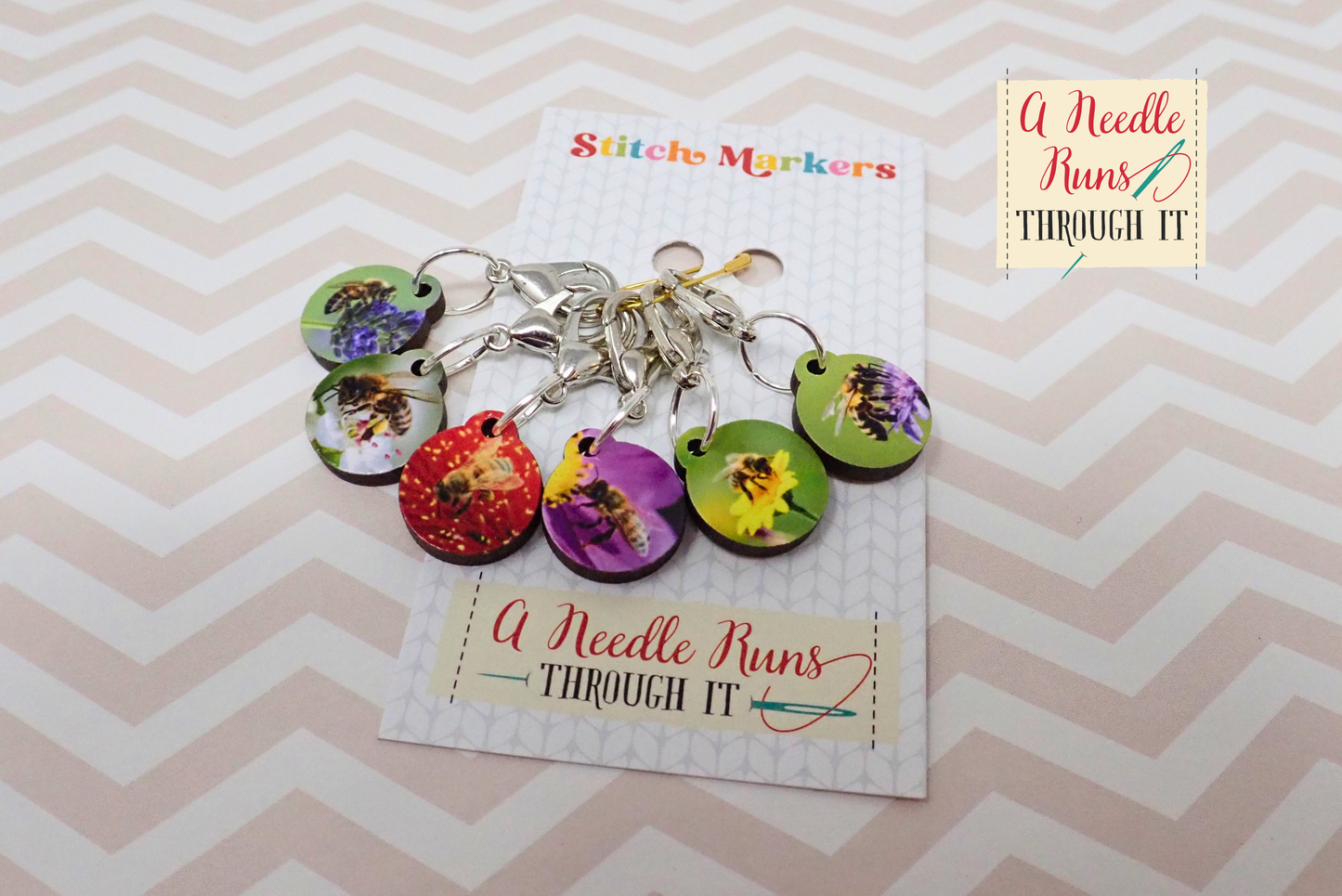 Bees - Full Color Stitch Markers (set of 6)
