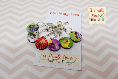 Bees - Full Color Stitch Markers (set of 6)