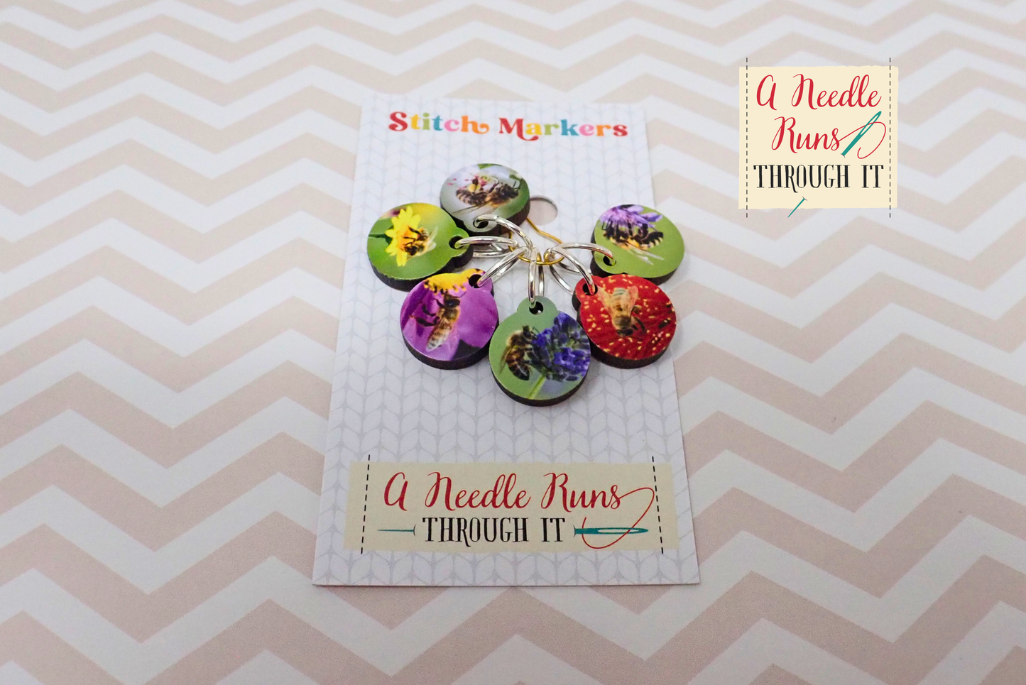 Bees - Full Color Stitch Markers (set of 6)