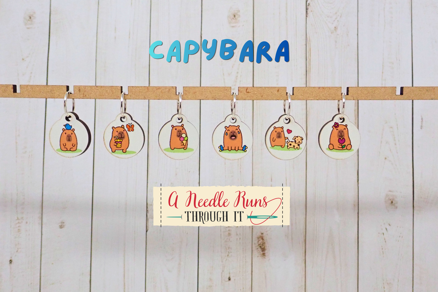 Capybaras - Full Color Stitch Markers (set of 6)