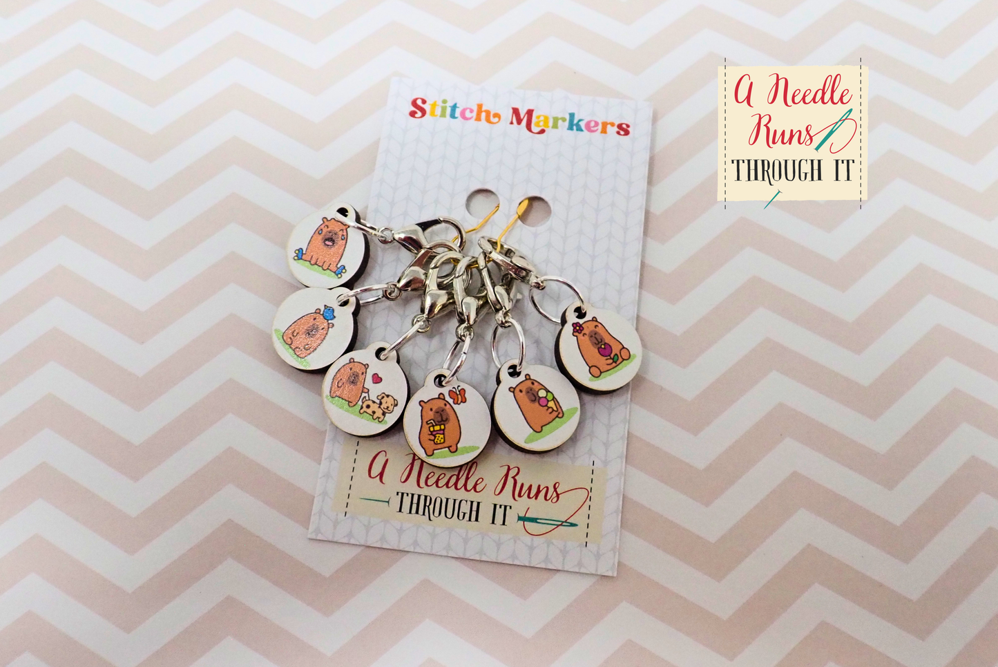 Capybaras - Full Color Stitch Markers (set of 6)