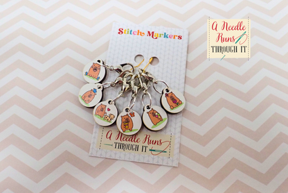 Capybaras - Full Color Stitch Markers (set of 6)