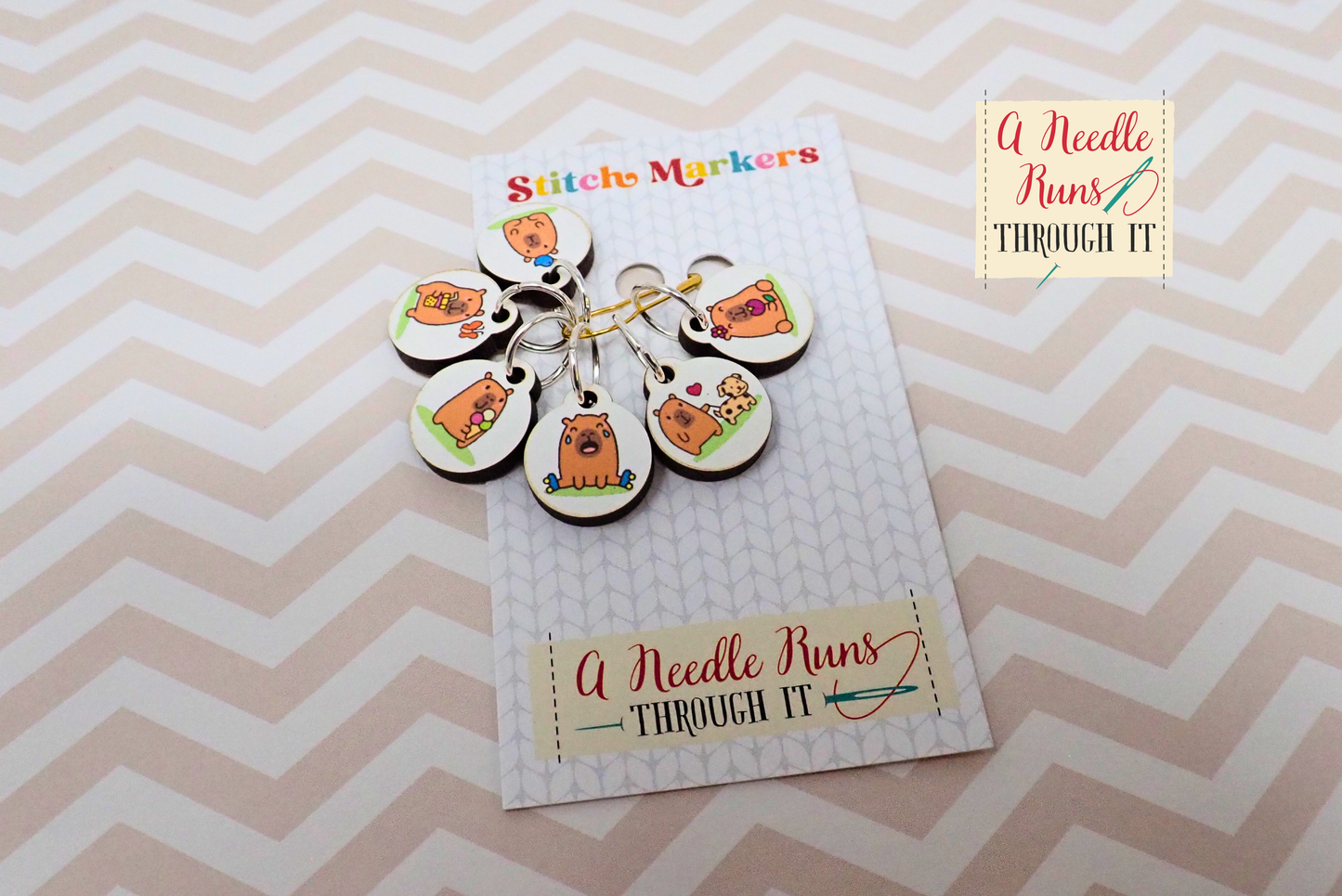 Capybaras - Full Color Stitch Markers (set of 6)