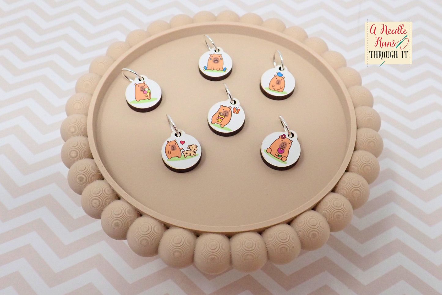 Capybaras - Full Color Stitch Markers (set of 6)
