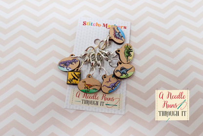 Dinosaurs - Full Color Stitch Markers (set of 7)
