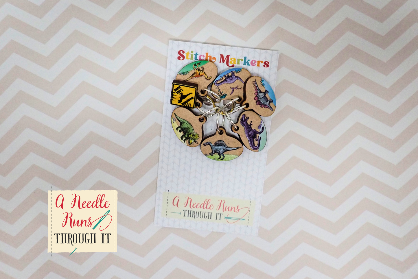 Dinosaurs - Full Color Stitch Markers (set of 7)