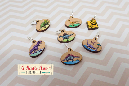 Dinosaurs - Full Color Stitch Markers (set of 7)