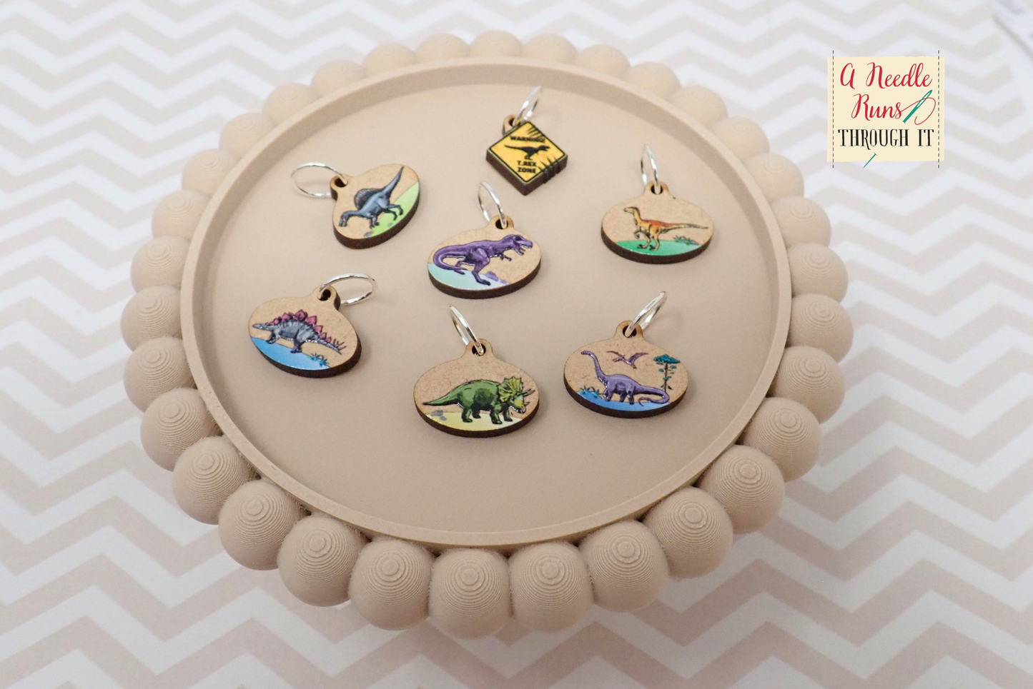 Dinosaurs - Full Color Stitch Markers (set of 7)