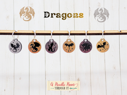 Metallic Dragons - Stitch Markers (set of 6)