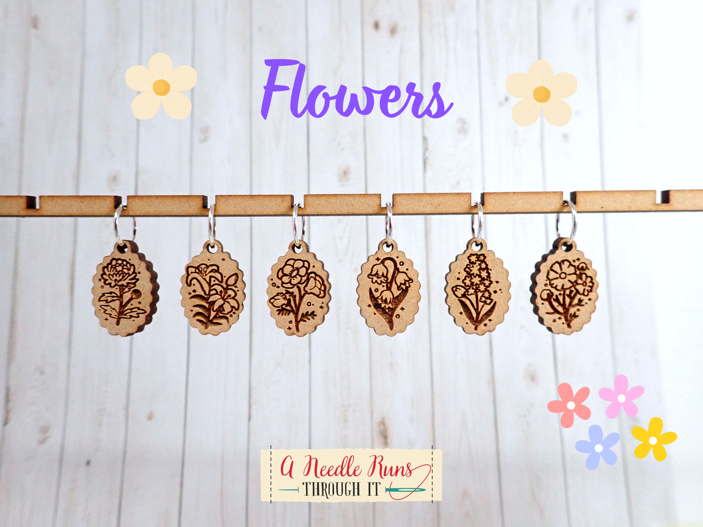 Flowers - Stitch Markers (set of 6)