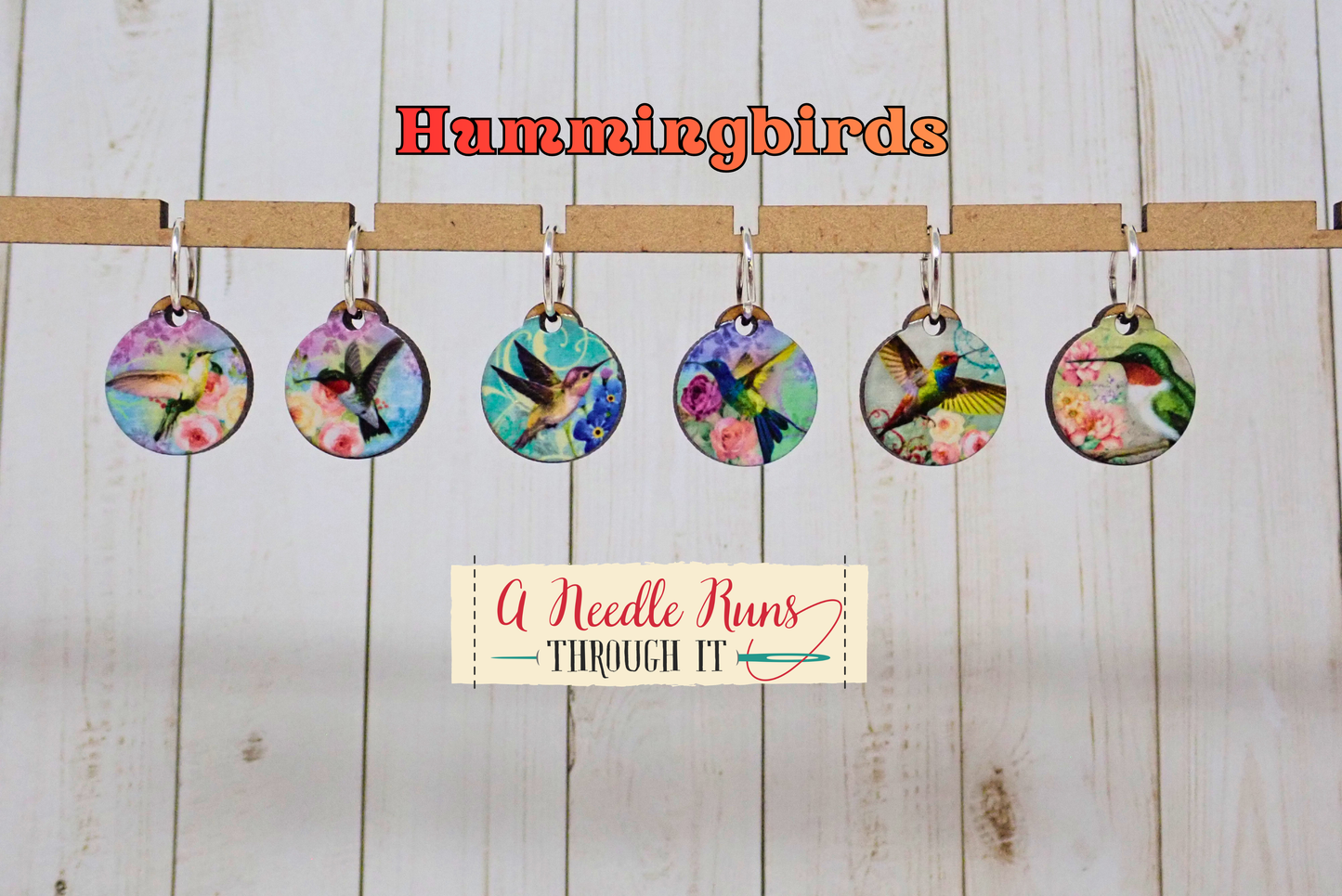 Hummingbirds - Full Color Stitch Markers (set of 6)
