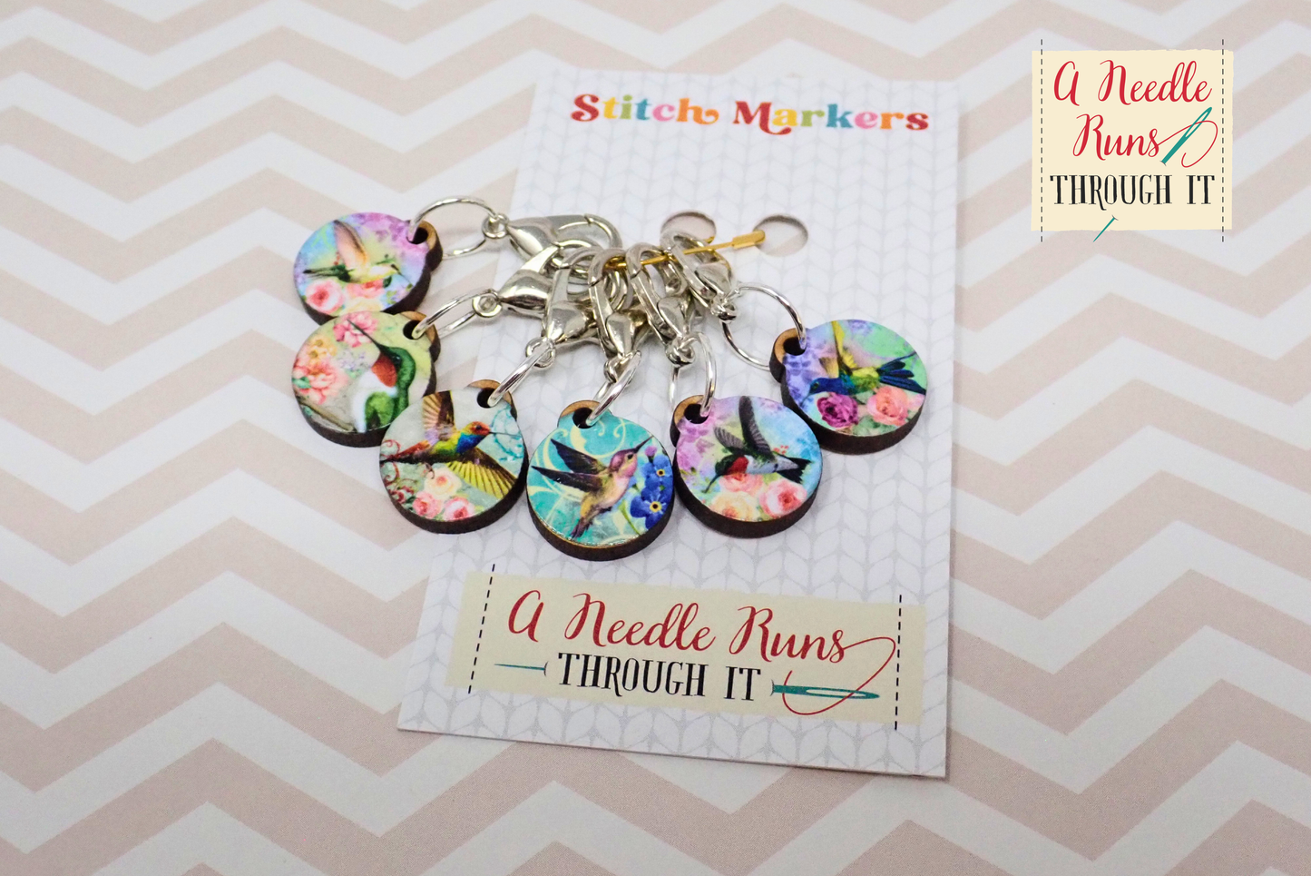 Hummingbirds - Full Color Stitch Markers (set of 6)