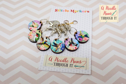 Hummingbirds - Full Color Stitch Markers (set of 6)