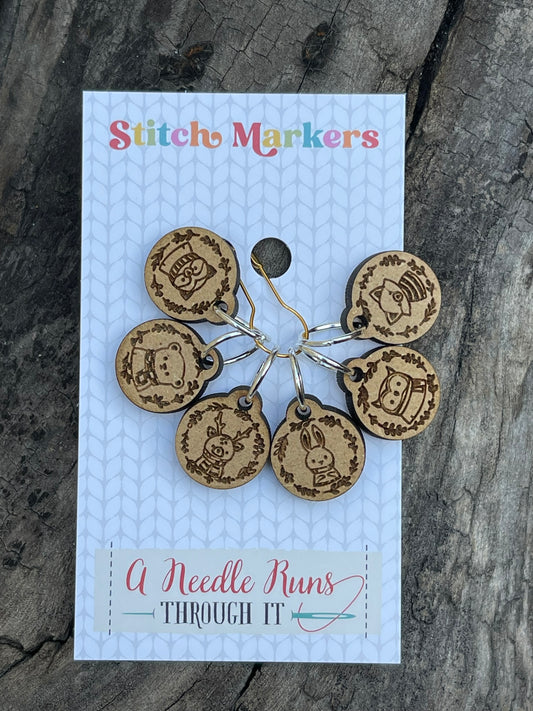 Fall Animal Friends Stitch markers set