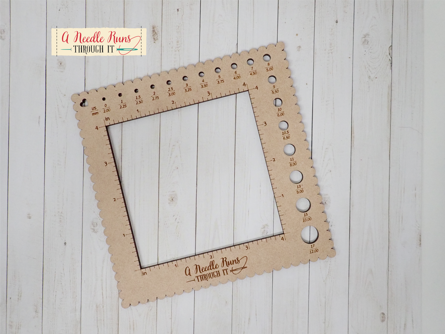 4" Knitting Needle Gauge & Square Swatch ruler Combination