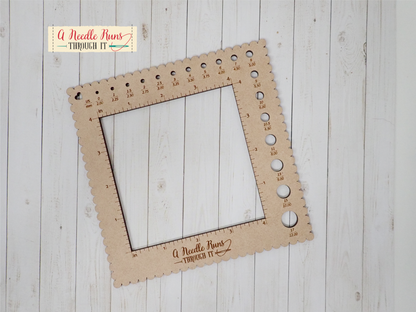 4" Knitting Needle Gauge & Square Swatch ruler Combination