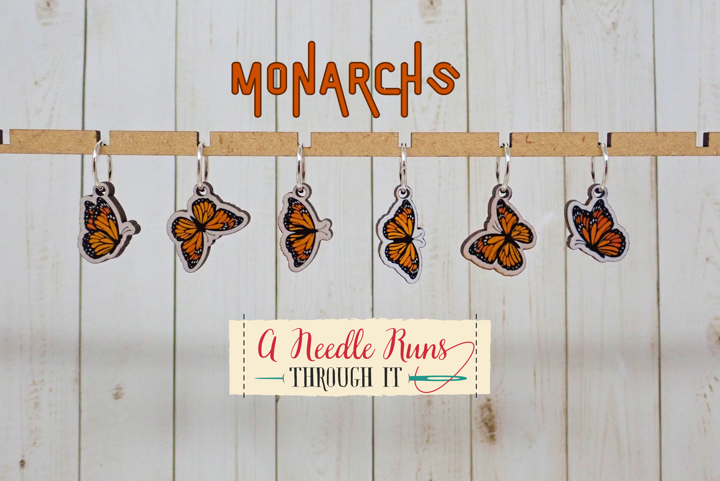 Monarch Butterflies - Full Color Stitch Markers (set of 6)