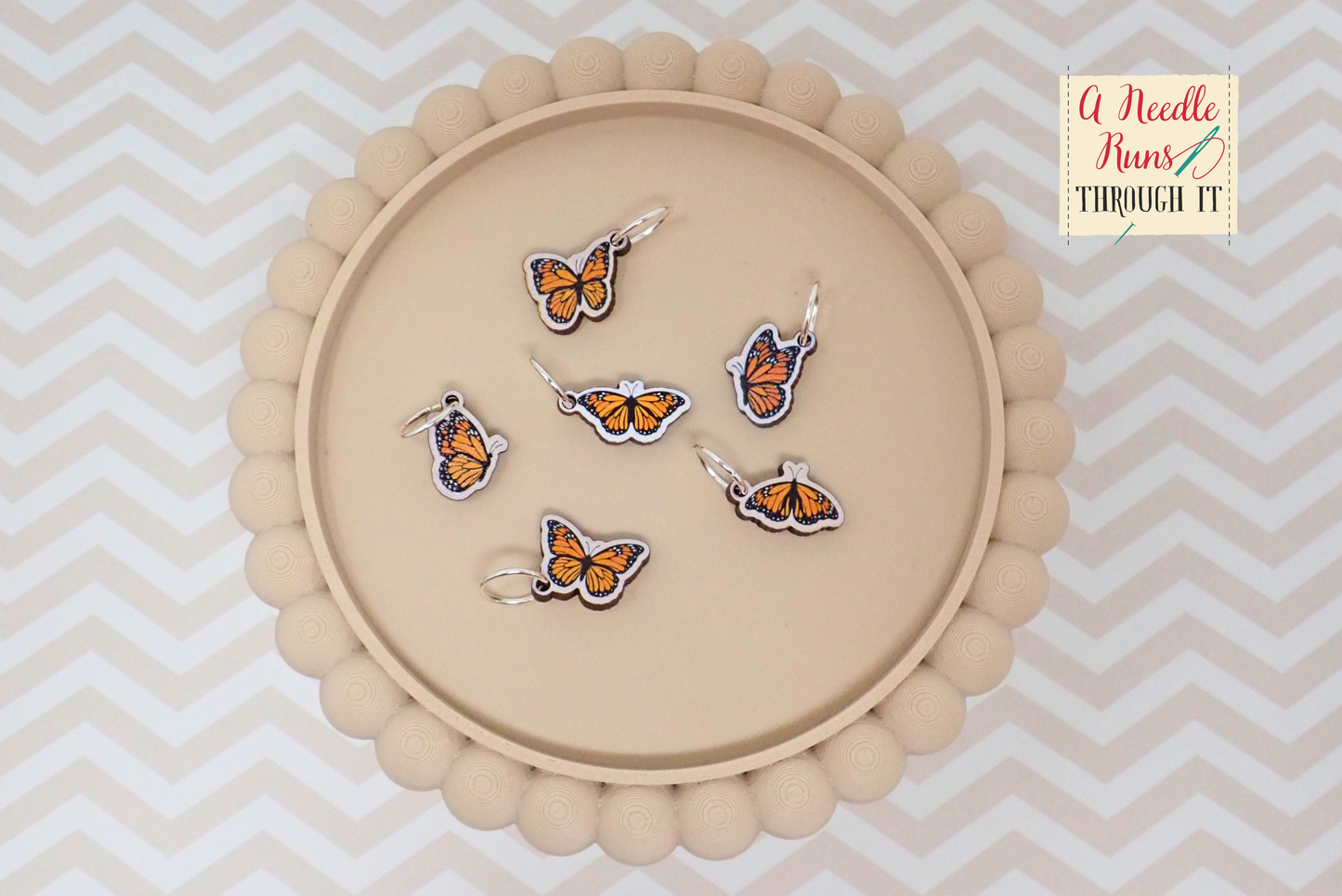 Monarch Butterflies - Full Color Stitch Markers (set of 6)