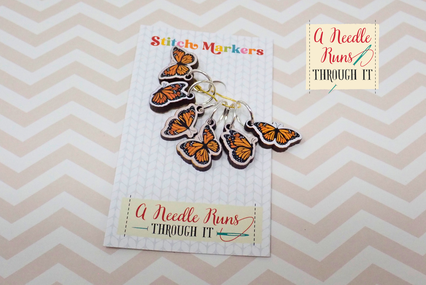 Monarch Butterflies - Full Color Stitch Markers (set of 6)