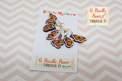 Monarch Butterflies - Full Color Stitch Markers (set of 6)