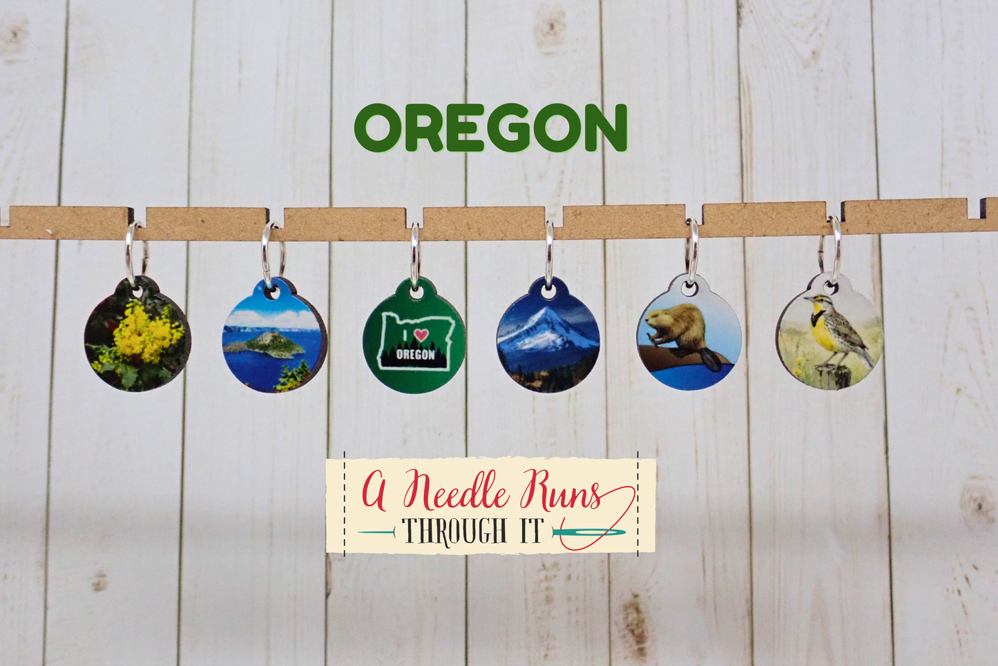 Oregon - Full Color Stitch Markers (set of 6)