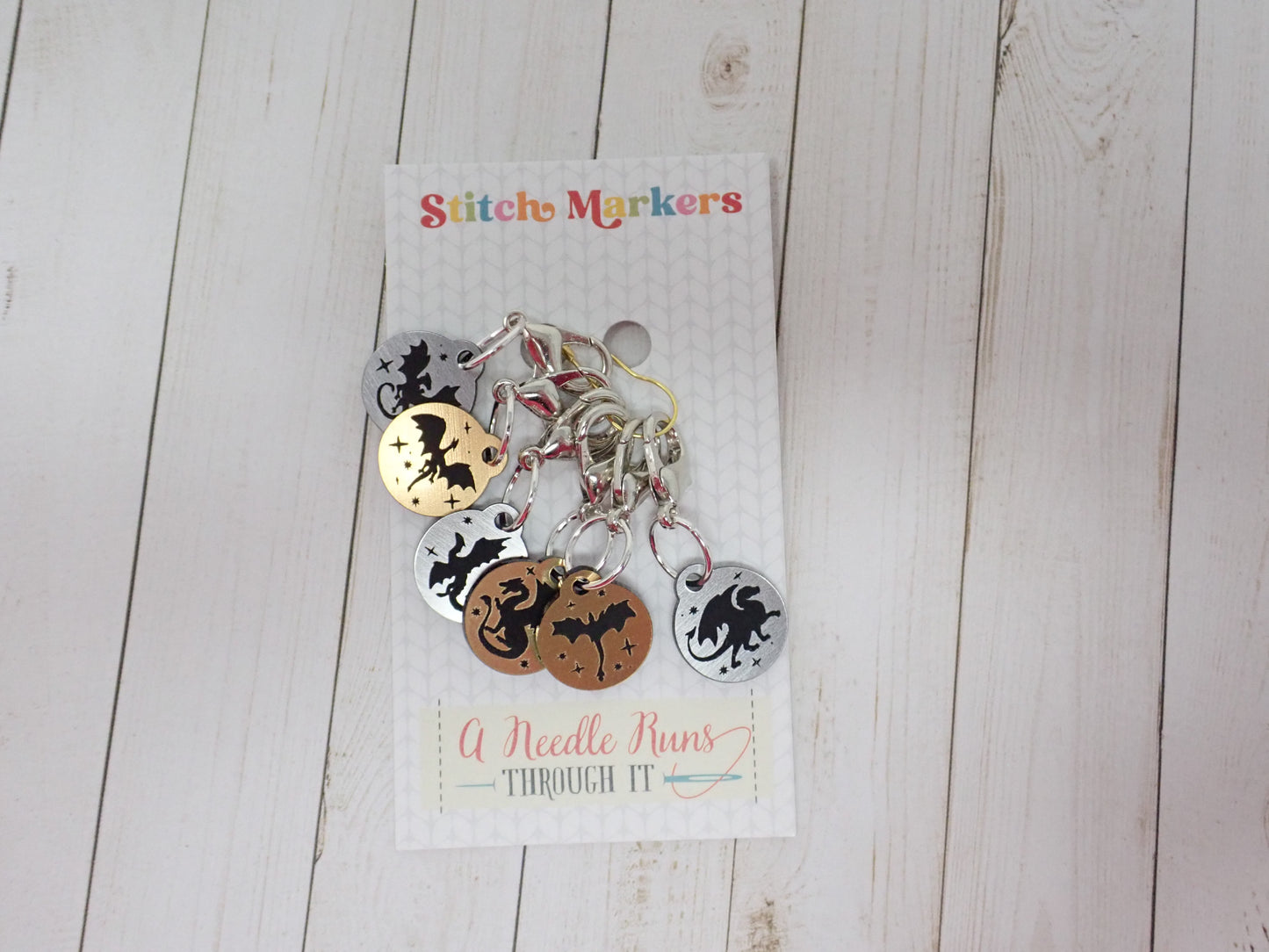 Metallic Dragons - Stitch Markers (set of 6)